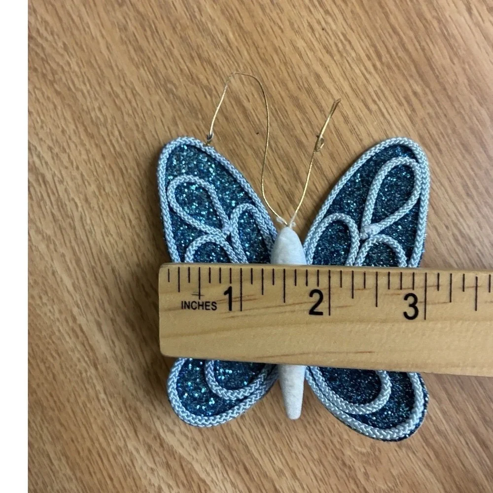 Butterfly Christmas Ornaments Blue Clip 2 pc 3x4